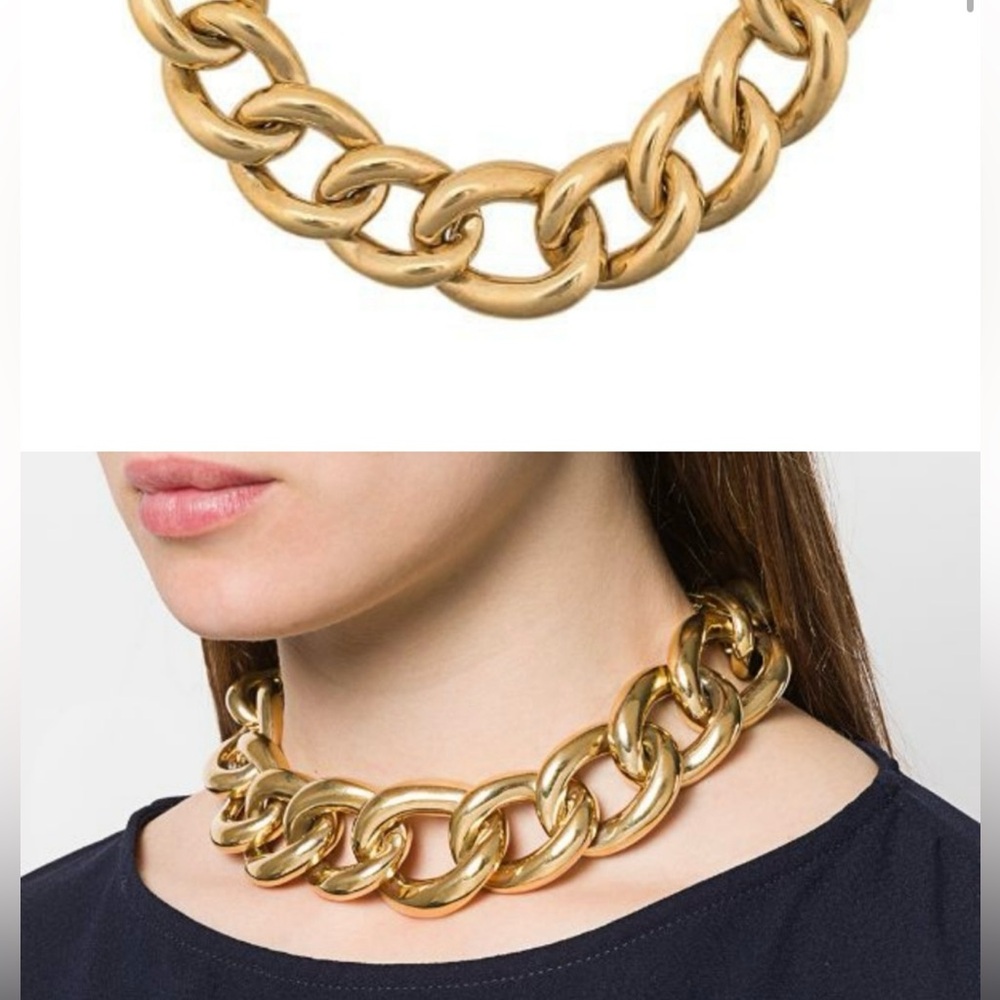 Givenchy statement modernist gold tone link necklace. Vintage Givenchy necklace